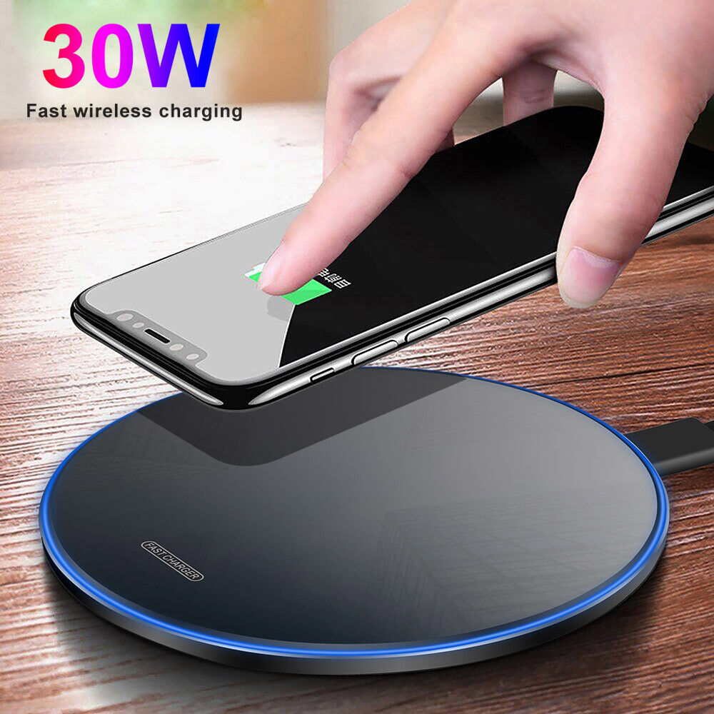 30W Fast Wireless Charger Mat Charging Station For iPhone 15 14 Pro Samsung S24+