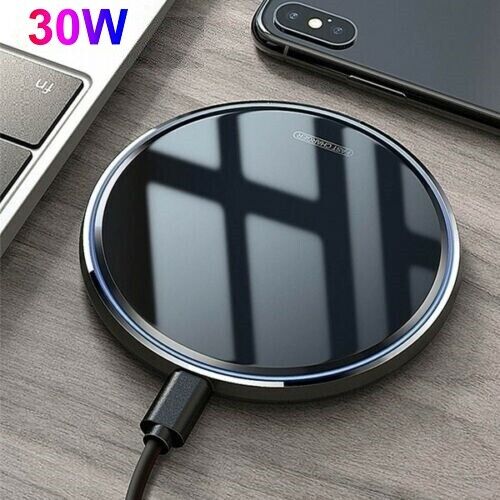 30W Fast Wireless Charger Mat Charging Station For iPhone 15 14 Pro Samsung S24+